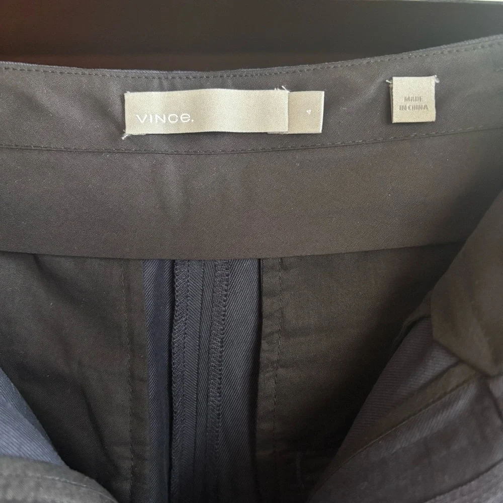 VINCE Navy Linen Cropped Tapered‎ Ankle Business Casual Pants Size 4